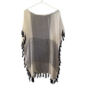 Lou and Grey Tunic Off White and Black Tassels Lagen Look Women Medium Large